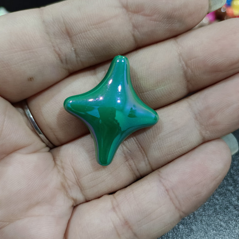 UV Plating Cross Shaped Star Acrylic Beads 25mm Glossy Colorful 100pcs 10