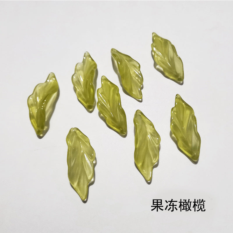Czech Glass Beads Seaweed Leaf 14x37mm Translucent Green Blue Jasper 100pcs 24