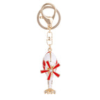 Metal Rhinestone Helicopter Keychain Gold Red Blades 5