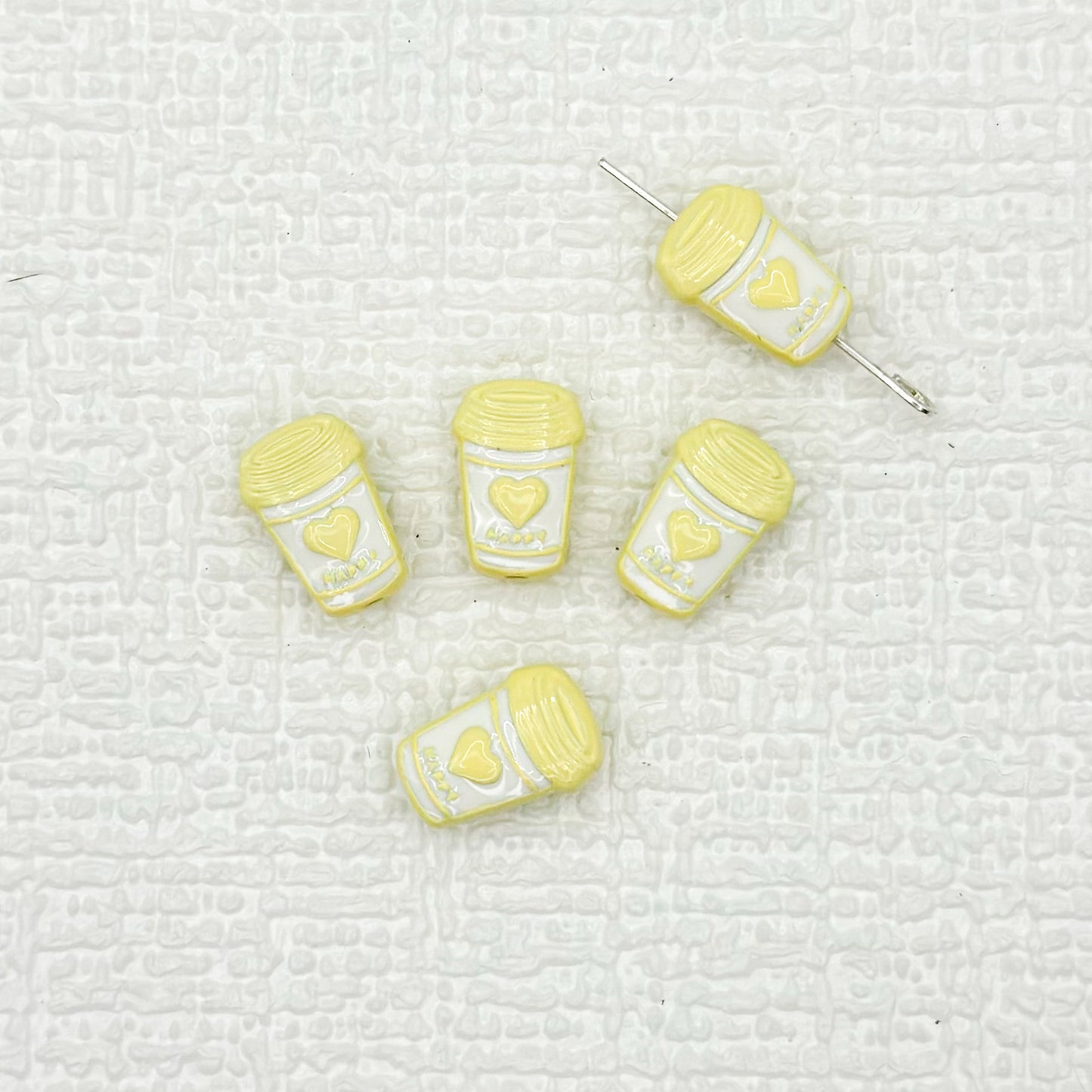 Baking Painted Metal Beads 14mm Milk Tea Mini Cup Design 10pcs 8