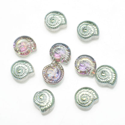 Electroplated Snail Glass Beads 12mm Transparent Iridescent 30pcs 16