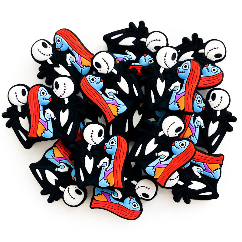 Silicone Focal Beads Halloween Ghost Couple Vibrant Colors 20pcs 4