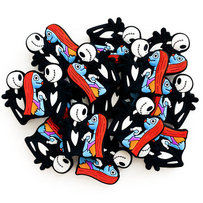 Silicone Focal Beads Halloween Ghost Couple Vibrant Colors 20pcs 4