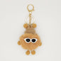 Fluffy Pom Pom Monster Doll Keychain with Sunglasses and Knitted Hat 17