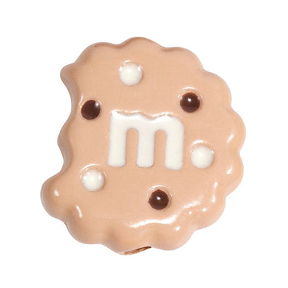 Hand Painted Bitten Cookie Acrylic Beads 22mm Enamel Glossy 10pcs 33