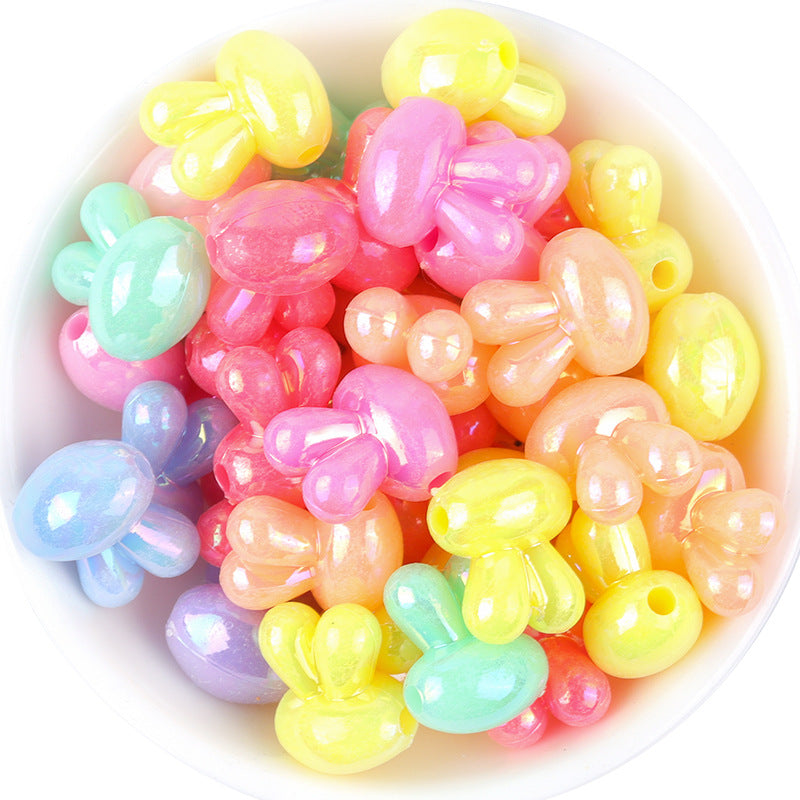 Plated Rabbit Head Acrylic Beads 12.7mm Iridescent AB 50pcs 6