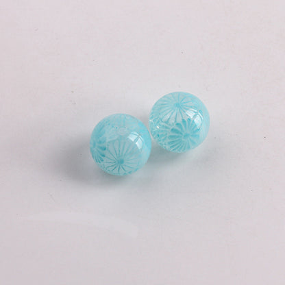 Transparent Fireworks Pattern Acrylic Beads 15mm Colorful 50pcs 9