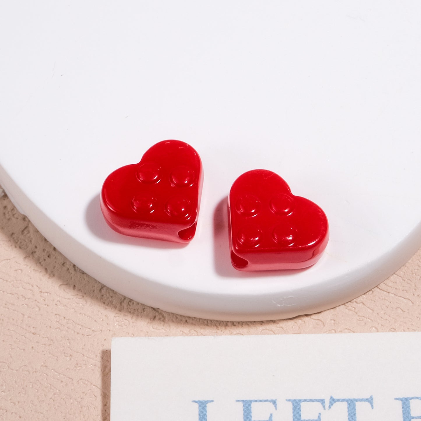 Painted Heart Acrylic Beads 12mm Glossy Raised Dot Detail 50pcs 5
