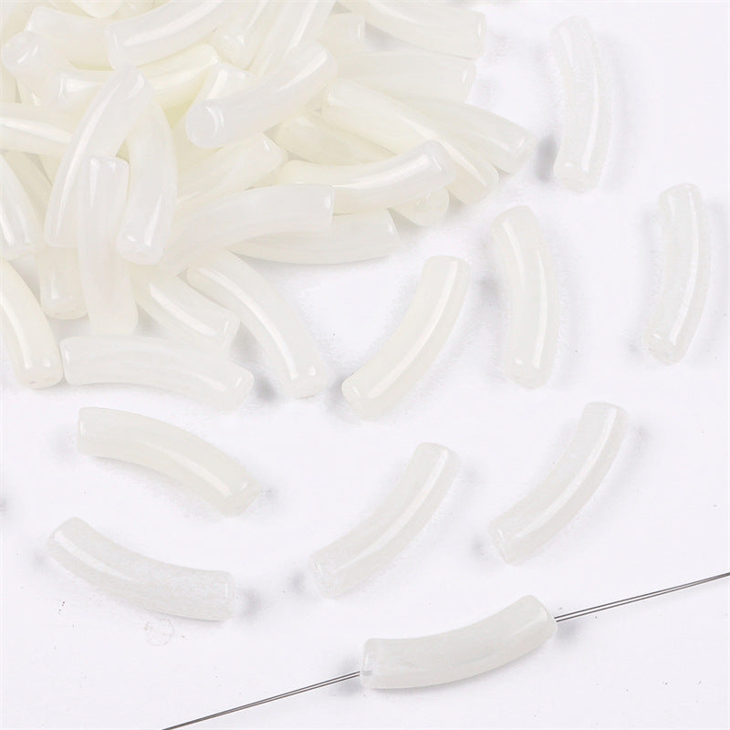 Curved Tube Acrylic Beads 32mm Translucent Mixed Colors 40pcs 14