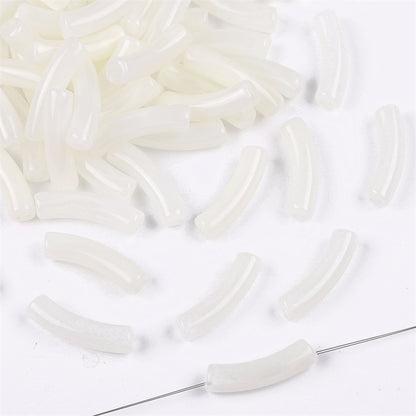 Curved Tube Acrylic Beads 32mm Translucent Mixed Colors 40pcs 14