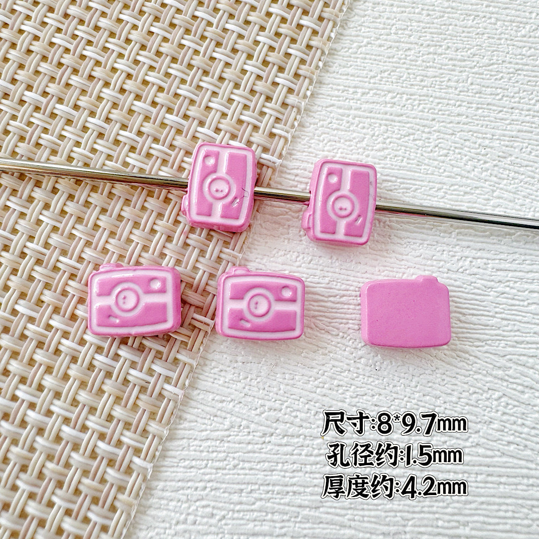 Camera Milk Carton Painted Metal Beads Glossy Enamel 20pcs 12