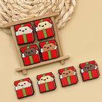 Silicone Focal Beads Christmas Gift Box with Playful Faces 20pcs 4