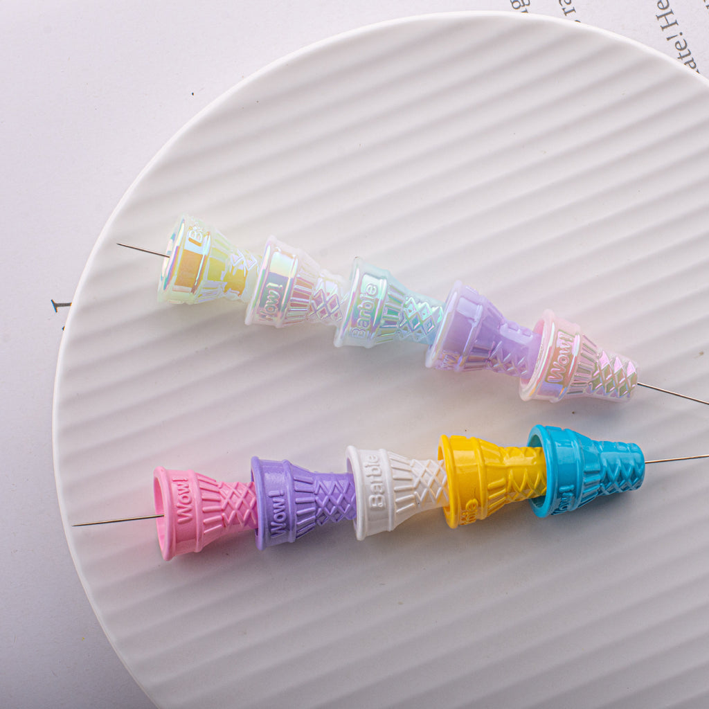 Painted Cone Acrylic Beads 20mm Solid Creamy Colors 5pcs