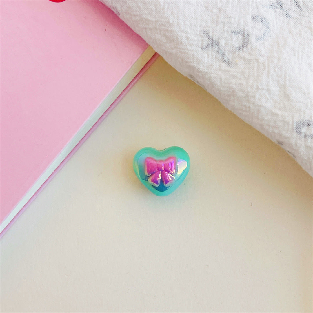Dual Color Butterfly Bow Heart Acrylic Beads 17mm Glossy Gradient 100pcs 6