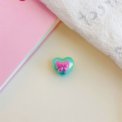 Dual Color Butterfly Bow Heart Acrylic Beads 17mm Glossy Gradient 100pcs 6