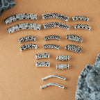 Tube Metal Beads Tibetan Hollowed-out Flower Pattern Vintage Silver Tone 20pcs 2