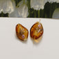 Lampwork Glass Beads Leaf 22mm Handmade Distressed Curled 4pcs 14