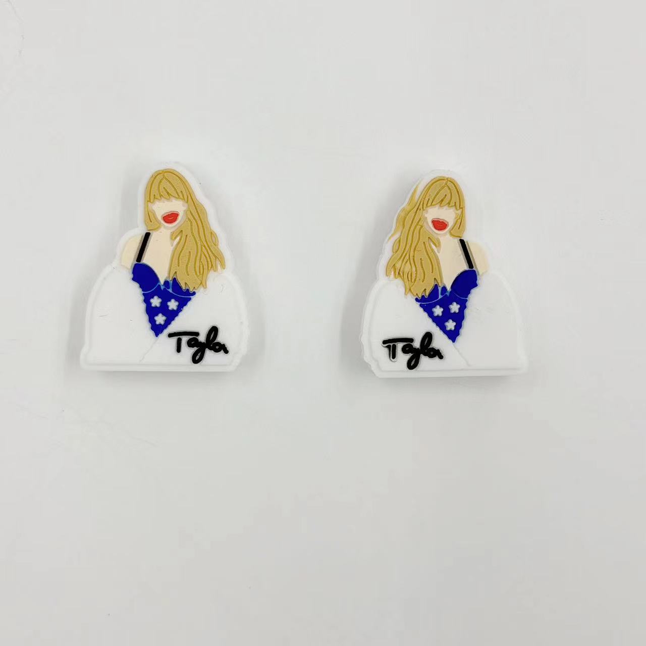 Silicone Focal Beads Taylor Swift Red Lips Vintage Hats 20pcs 8