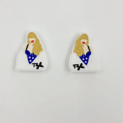Silicone Focal Beads Taylor Swift Red Lips Vintage Hats 20pcs 8