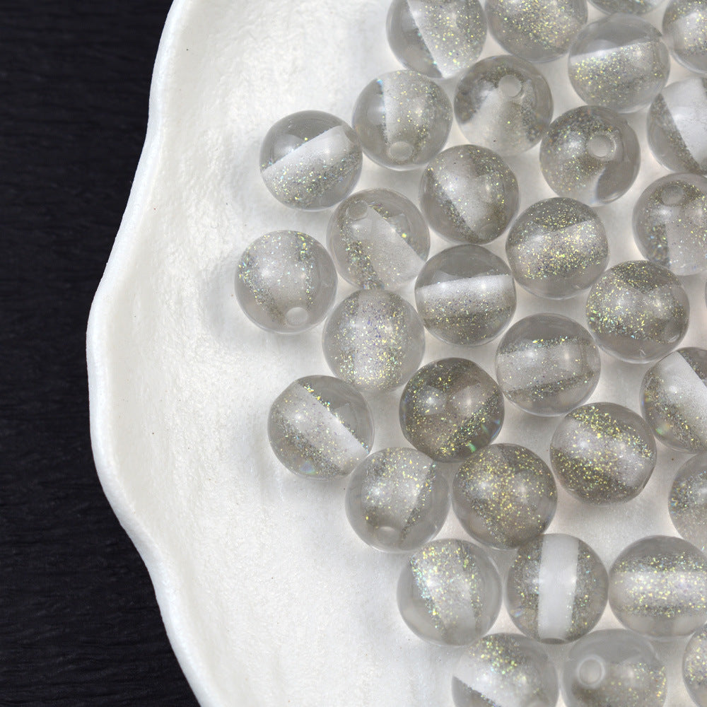 Dyed Core Glitter Resin Round Beads 8-16mm Mixed Colors 10pcs 8