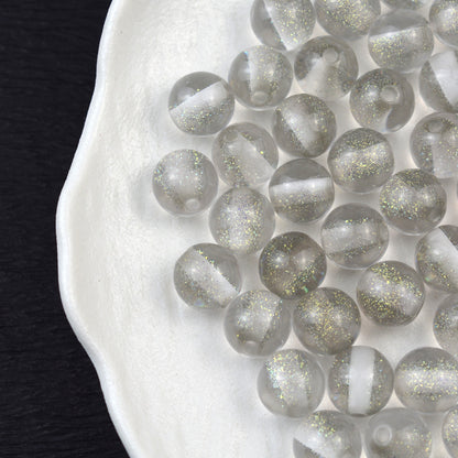 Dyed Core Glitter Resin Round Beads 8-16mm Mixed Colors 10pcs 8