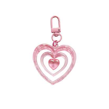 Resin Colored Hollow Heart Keychain Glossy Layered Design 5