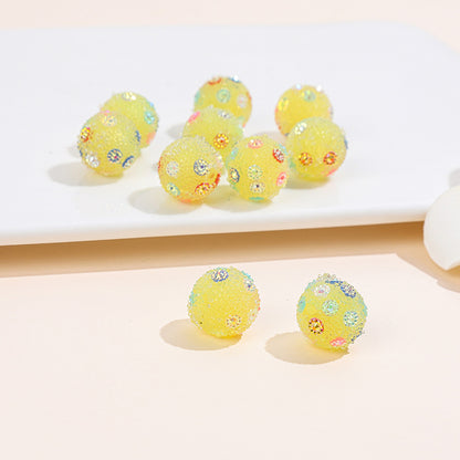 Rhinestone Bubblegum Beads 16-20mm Colorful Resin Sparkle 10pcs 9