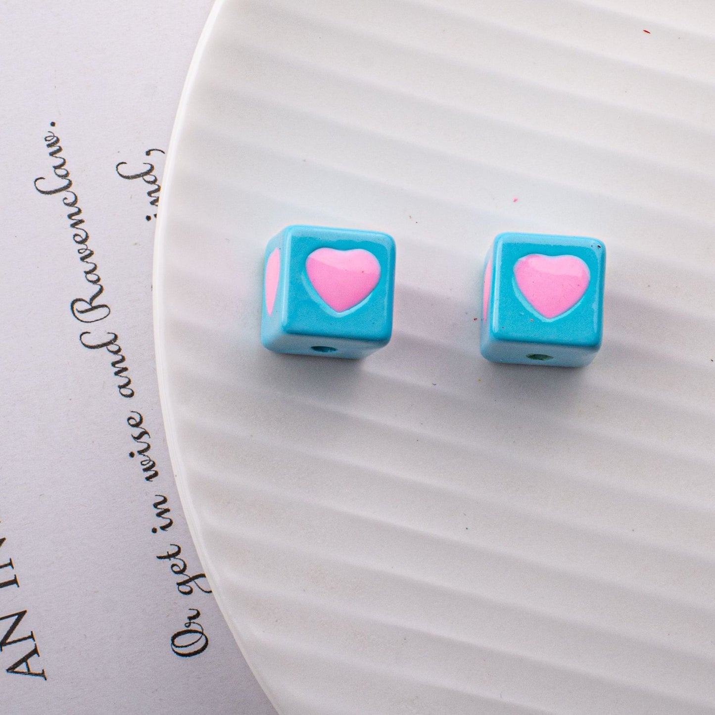 Warm Winter Color Series Heart Acrylic Square Beads 12.5mm 20pcs 8