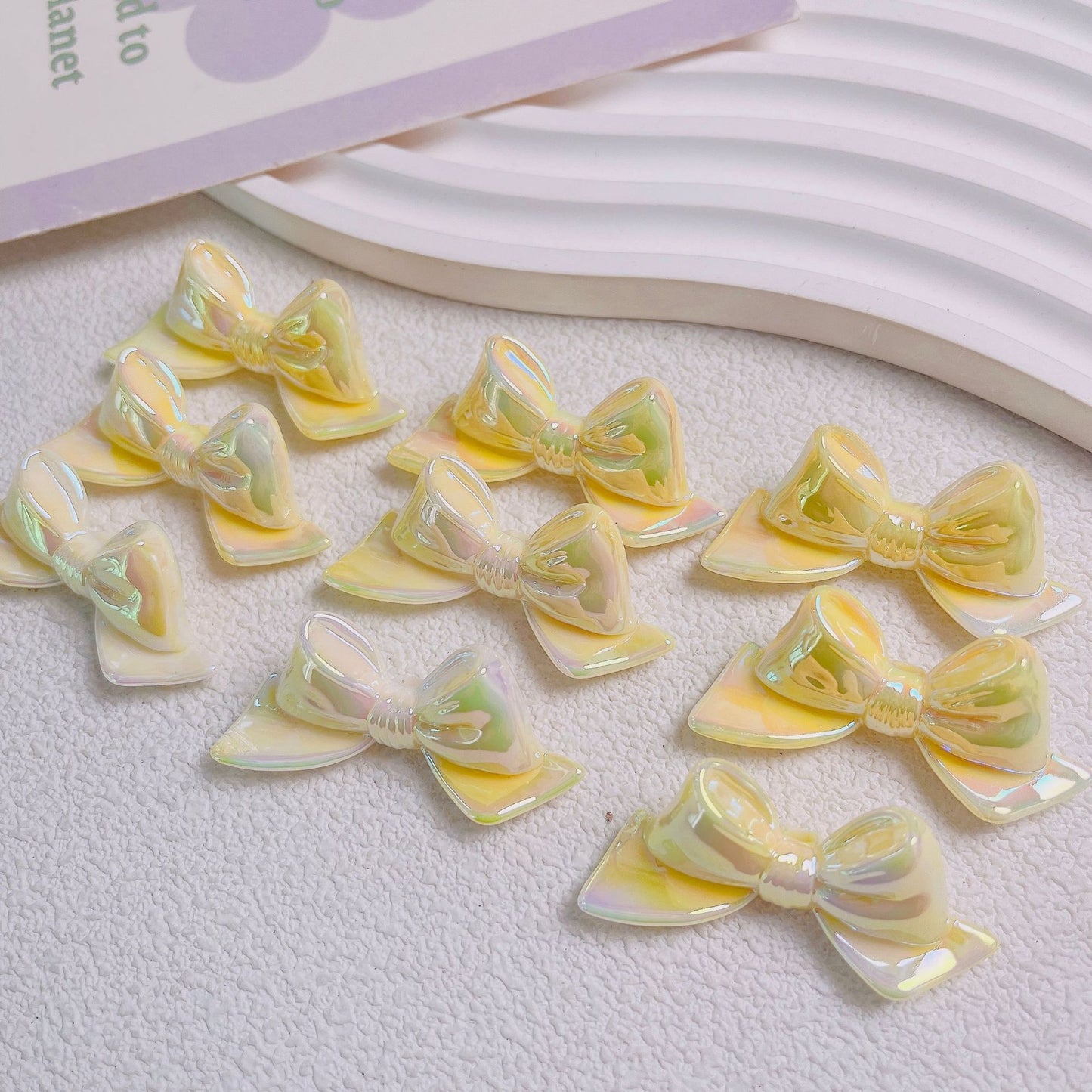 Glow In The Dark Bow Acrylic Beads 20x46mm Double Color Plating 5pcs 10
