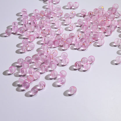 Frosted Round Glass Beads 10mm Soft Matte Finish Gold Flecks 50pcs 8
