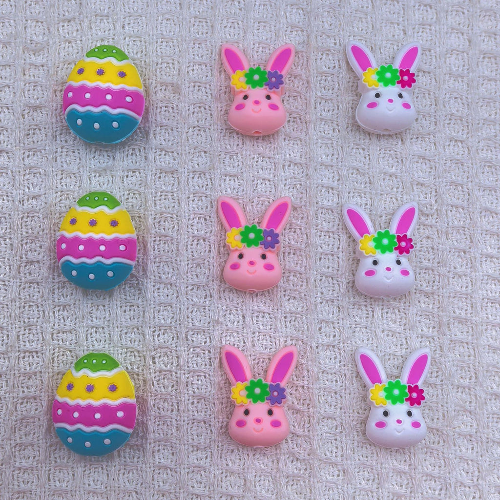 Silicone 3D Focal Beads Easter Bunny Egg Floral Crown 20pcs 5