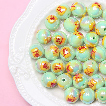 Hand Painted Daisy Bee Series Acrylic Beads 16mm Colorful Glossy 10pcs 14