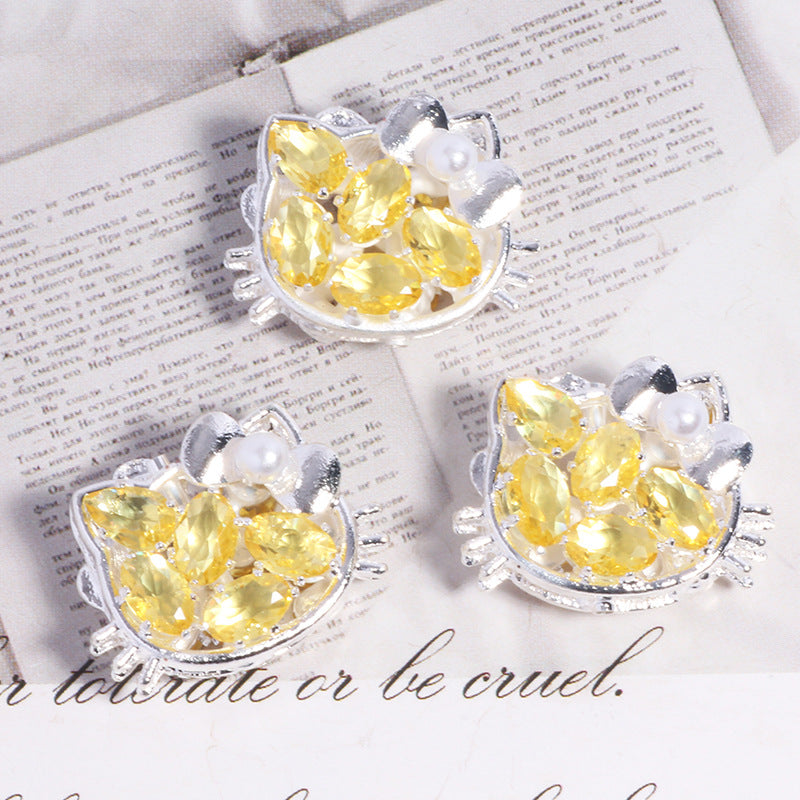 Ball Rhinestone Beads 20mm Pave Hello KT Alloy 2pcs 6