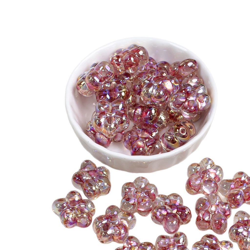 Clear Five Petal Flower Resin Beads 18mm Transparent Iridescent 5pcs 5