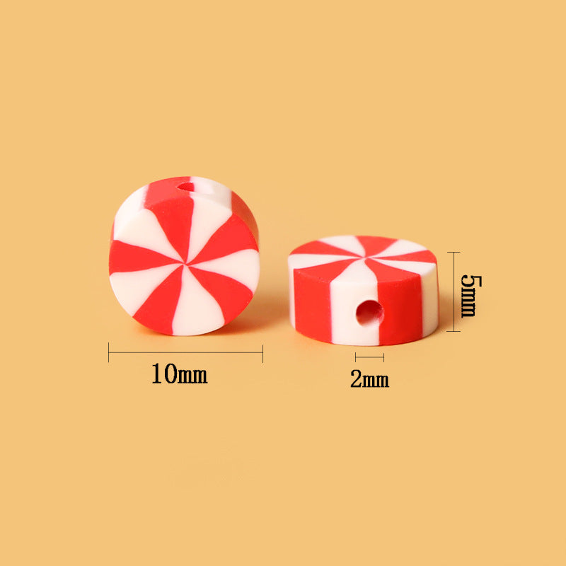 Flat Clay Beads 10mm Alp Sweet Pinwheel Pattern Polymer 100pcs 3