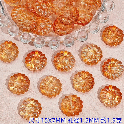 Gradient Sunflower Glass Beads 15mm Glossy Translucent Petals 25pcs 12