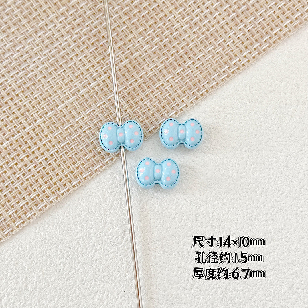 Heart and Rabbit Metal Beads Polka Dot Painted Alloy 10pcs 15