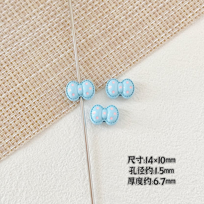 Heart and Rabbit Metal Beads Polka Dot Painted Alloy 10pcs 15