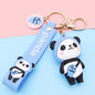 Silicone Cartoon Panda Keychain with Strawberry Charm Colorful 7
