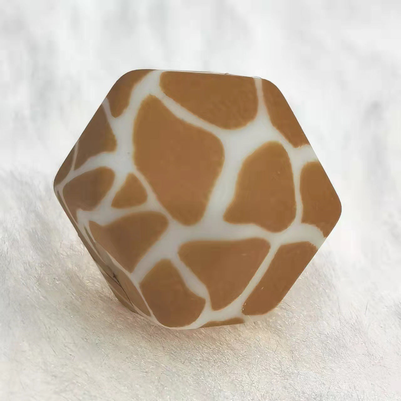14mm Hexagon Silicone Beads Printed Camouflage Leopard Design 50pcs