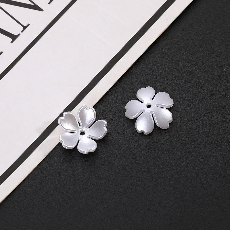 Five-Petal Flower Acrylic Beads 15mm Soft Pearly White 500pcs 6
