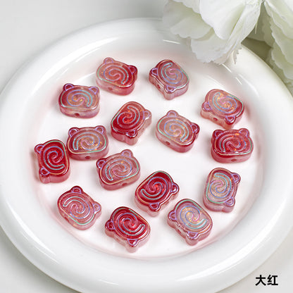 Spiral Pattern Bear Resin Beads 20mm Multicolor Translucent 10pcs 8