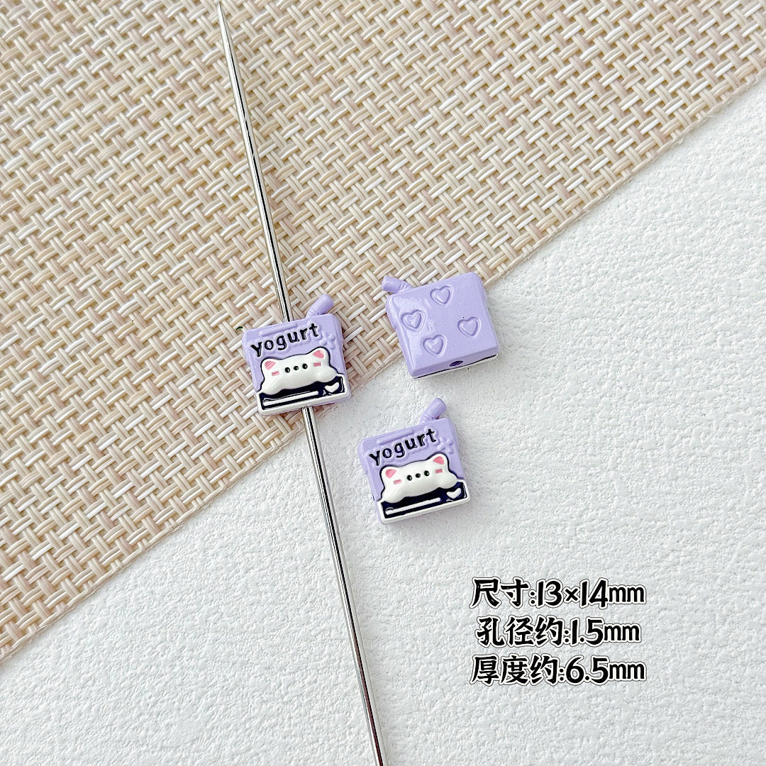 Painted Metal Beads 16mm Enamel Baking Phone & Yogurt Box 10pcs 16
