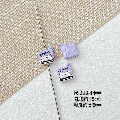 Painted Metal Beads 16mm Enamel Baking Phone & Yogurt Box 10pcs 16