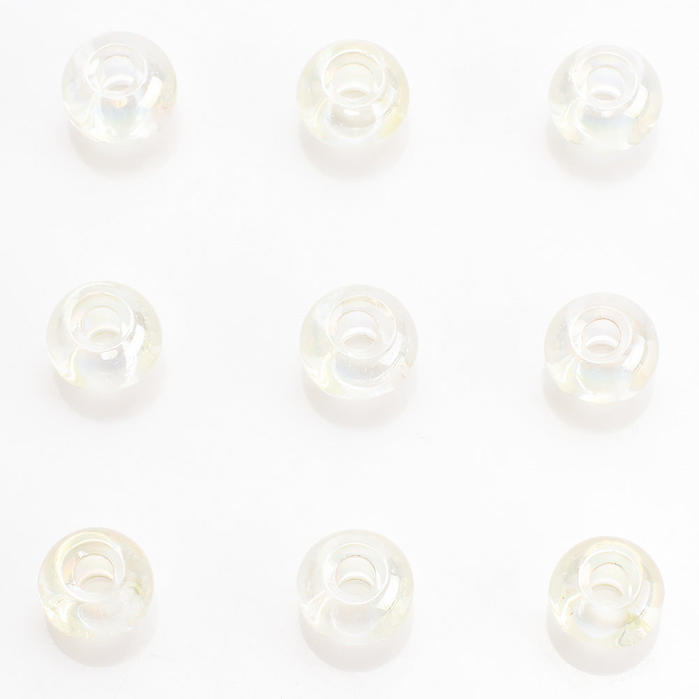 Glass Smooth Spacer Beads 8mm 10mm Large Hole Electroplated 50pcs 9