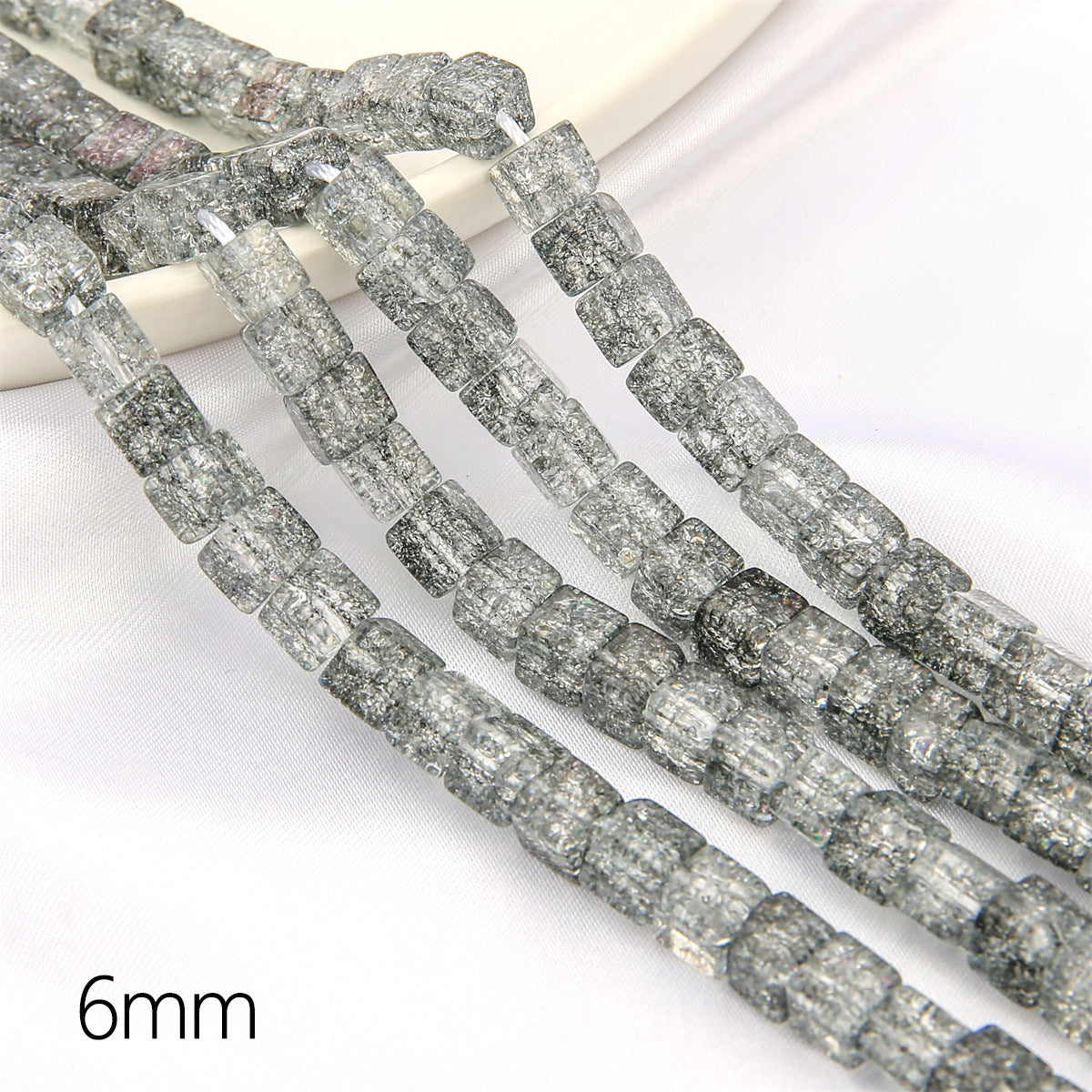Crackle Square Glass Beads 6mm Multicolor Mixed 59pcs 7