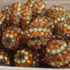 Rhinestone Bubblegum Beads 16-22mm Coffee Orange Striped Resin 5pcs 2