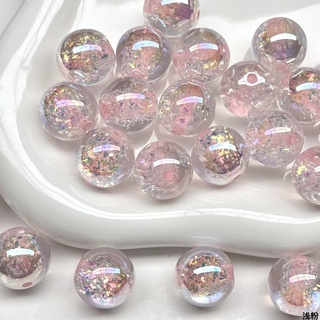Dyed Core Imitation Opal Resin Beads 8mm Round Mixed Colors 40pcs 9