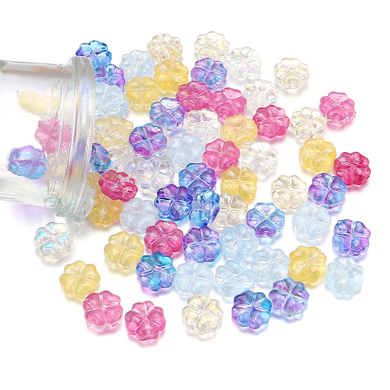Color Transparent Clover Glass Beads 10mm Assorted Colors 50pcs 4