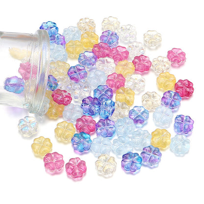 Color Transparent Clover Glass Beads 10mm Assorted Colors 50pcs 4